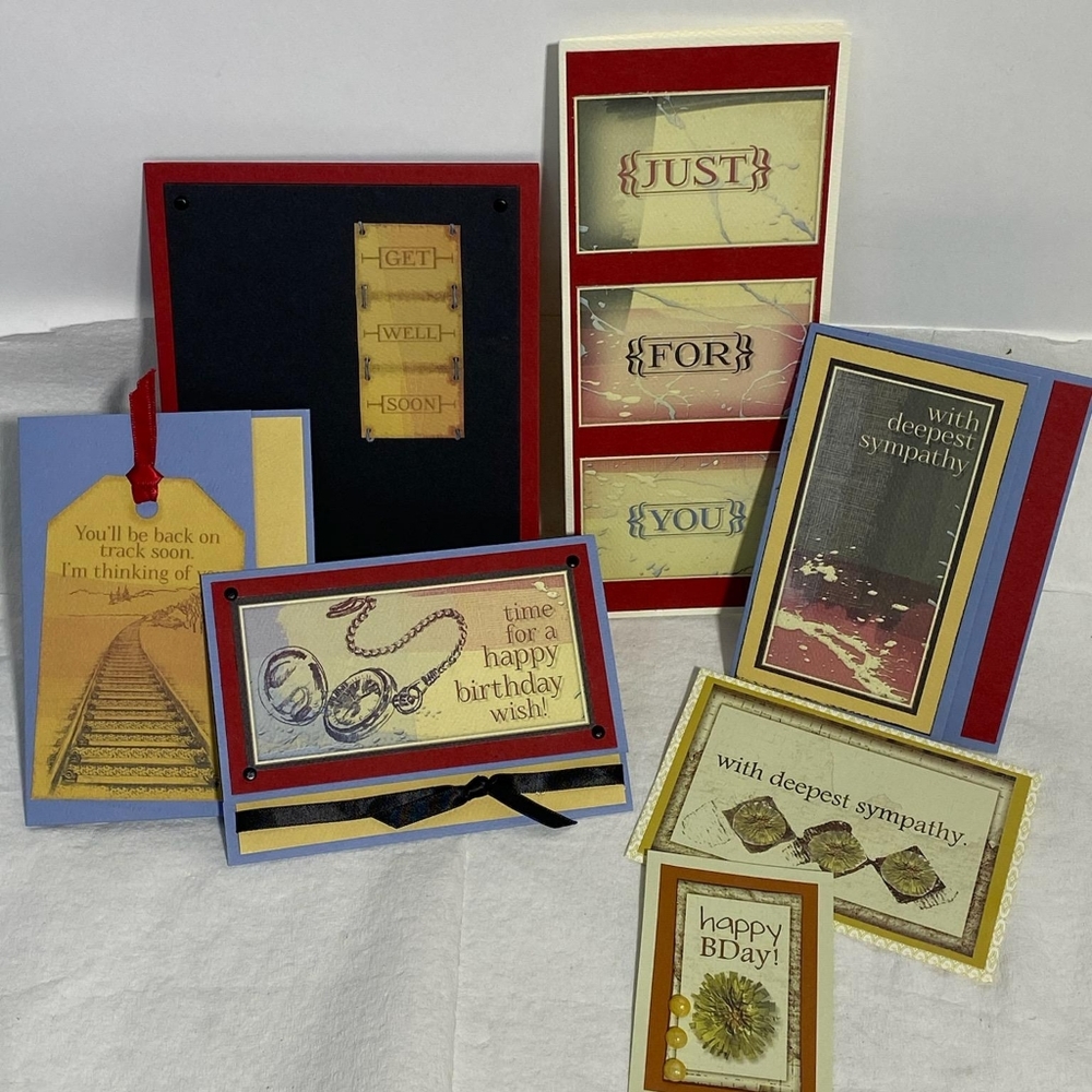 Handmade Cards, Set of 7, Assorted Greetings